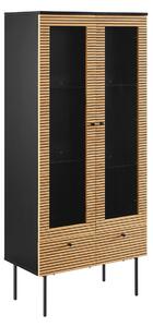 VITRÍNA, dub, čierna, farba duba, 79/179/43 cm Livetastic - Sklenené vitríny, Online Only