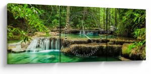 Obraz - Vodopád Erawan v Kanchanaburi, Thajsko (s hodinami) (90x30 cm)