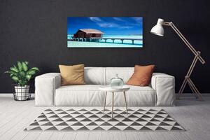 Obraz na plátne More pláž dom architektúra 125x50 cm