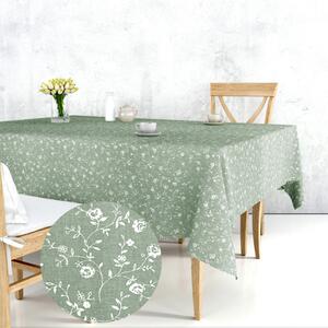 Ervi bavlnený obrus na stôl obdĺžnikový - kvety na olivovom