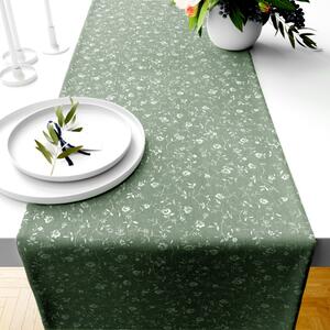 Ervi bavlnený behúň na stôl - kvety na olivovom
