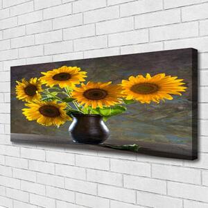 Obraz na plátne Slnečnica váza rastlina 125x50 cm