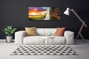 Obraz Canvas Vodopád slnko krajina 125x50 cm