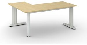 Rohový kancelársky písací stôl PRIMO FLEXIBLE, 180x140 cm, breza