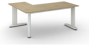 Rohový kancelársky písací stôl PRIMO FLEXIBLE, 180x140 cm, dub prírodný