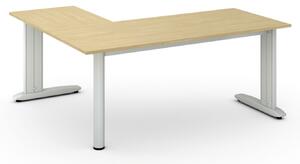 Rohový kancelársky písací stôl PRIMO FLEXIBLE, 180x160 cm, breza