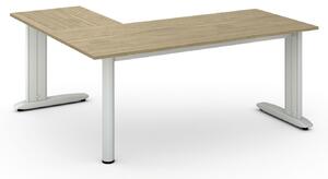 Rohový kancelársky písací stôl PRIMO FLEXIBLE, 180x160 cm, dub prírodný