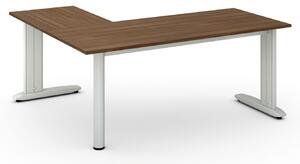 Rohový kancelársky písací stôl PRIMO FLEXIBLE, 180x160 cm, orech
