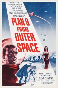 Umelecká tlač Plan 9 from Outer Space (Vintage Cinema / Retro Movie Theatre Poster / Horror & Sci-Fi), (26.7 x 40 cm)