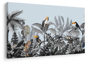 Obraz zvierat v tropickom lese (90x60 cm)