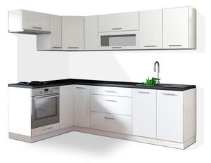 Rohová kuchyňa Emilia ľavý roh 243x143 cm (biela lesklá/čierna)