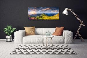 Obraz Canvas Hory slnko lúka krajina 125x50 cm