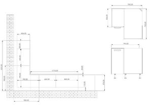 Rohová kuchyňa Vicky white ľavý roh 290x180cm(biela vysoký lesk)