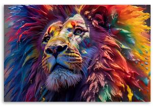Obraz na plátne Lev s farbami Rozmery: 60 x 40 cm