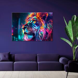 Obraz na plátne Zamyslený farebný lev Rozmery: 60 x 40 cm