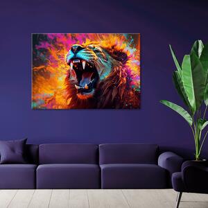 Obraz na plátne Farebný zúrivý lev Rozmery: 60 x 40 cm