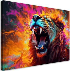 Obraz na plátne Farebný zúrivý lev Rozmery: 60 x 40 cm