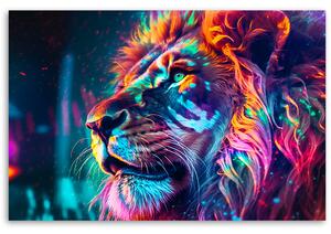 Obraz na plátne Zamyslený farebný lev Rozmery: 60 x 40 cm