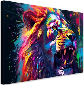 Obraz na plátne Farebný silný lev Rozmery: 60 x 40 cm