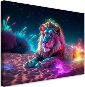 Obraz na plátne Nočná obloha a lev Rozmery: 60 x 40 cm