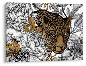 Obraz - Leopard medzi kvetmi (70x50 cm)
