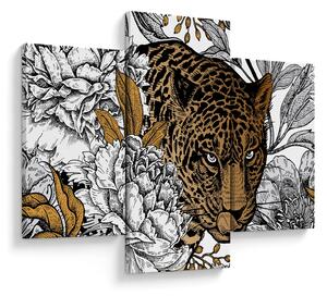 Obraz - Leopard medzi kvetmi (90x60 cm)