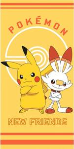 TipTrade Bavlnená froté osuška 70x140 cm - Pokémon Pikachu a Scorbunny