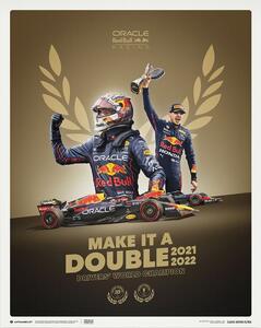 Umelecká tlač Max Verstappen - Make It A Double - 2022 F1® World Drivers' Champion, (40 x 50 cm)