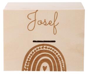 Drevená pokladnička - vypálené meno JOSEF