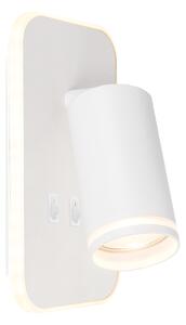 Nástenné svietidlo Pipe Ring, 1x biele kovové tienidlo + 1x LED 6w, w, vypínač