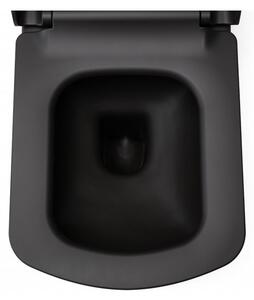 CERANO - WC kombi Loreto, Rimless - spodný/zadný opad - čierna matná - 36x62,5 cm
