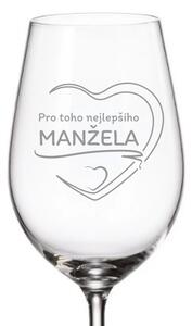 Dekorant Pohárik na víno pre manžela NAJLEPŠÍ MANŽEL