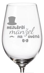 Dekorant Pohárik na víno pre manžela NAJLEPŠÍ MANŽEL NA SVETE