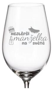 Dekorant Pohárik na víno pre manželku NAJLEPŠIA MANŽELKA NA SVITE