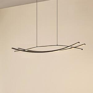 Lucande LED závesné svietidlo Sayori, 98 cm, čierne, stmievateľné, Čierna, Obývacia izba / jedáleň, kov, Moderný