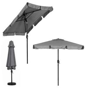 Obdĺžnikový veľký šikmý záhradný slnečník s kľukou sivý 200x130 cm MultiGarden