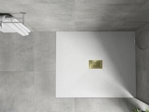 Mexen Hugo, obdĺžniková sprchová vanička SMC 120 x 100 cm, biela, zlatá krytka, 42101012-G