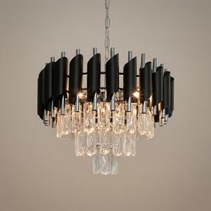 Luster Cristal, 1x krištáľové/chrómové/čierne kovové tienidlo, (fi 38cm), ch