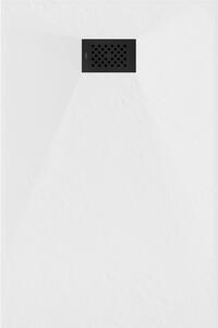 Mexen Hugo, obdĺžniková sprchová vanička SMC 130 x 90 cm, biela, čierna krytka, 42109013-B
