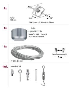Paulmann 94152 - Súprava 7x GU5,3/10W Kompletný lanový systém MAC 230V chróm