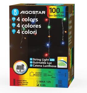 Aigostar - LED Solárny vianočný reťaz 100xLED/8 funkcií 8m 800 mAh IP65 viacfarebný