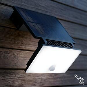 Exteriérové solárne nástenné LED svietidlo Fuji, 1x LED 8w, čierna, pohybový senzor