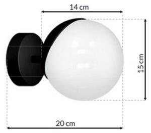 Nástenné svietidlo Sfera, 1x biele sklenené tienidlo, b