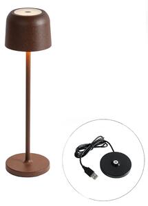Nabíjateľná stolová lampa v tvare huby hrdzavohnedá vrátane nabíjacej stanice - Raika