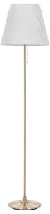 Stojaca lampa biela mosadzná kovová s polyesterovým tienidlom 148 cm retro dizajn obývacia izba spálňa