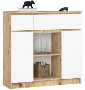 Komoda so šuplíkmi a dvierkami JUNIPER - dub artisan / biela