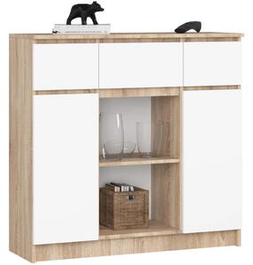Komoda so šuplíkmi a dvierkami JUNIPER - dub sonoma / biela