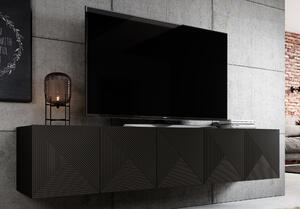Závesný TV stolík Asha 200 cm - čierny mat