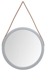 Nástenné zrkadlo s popruhom strieborná Ø 45 cm