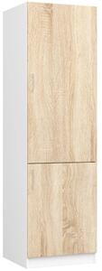 Skriňa na vstavanú chladničku TRIVORA - šírka 60 cm, biela / dub sonoma